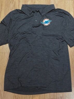 Majestic Men's Dark Gray Polo with Dolphins Logo